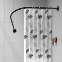Sensova L-vorm Douchegordijnrail Zwart - Verstelbaar Zonder Boren 72-95x90-130 cm