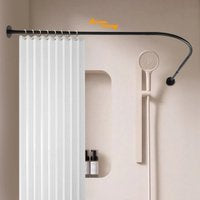 Sensova L-vorm Douchegordijnrail Zwart - Verstelbaar Zonder Boren 72-95x90-130 cm