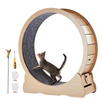 Sensova Houten Kattenmeubel - Loopbandwiel Kat - Kattenspeelgoed Intelligentie - Huisdieren Kat Speelgoed Met Afneembaar Tapijt en Kattenteaser Voor Binnen
