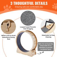 Sensova Houten Kattenmeubel - Loopbandwiel Kat - Kattenspeelgoed Intelligentie - Huisdieren Kat Speelgoed Met Afneembaar Tapijt en Kattenteaser Voor Binnen