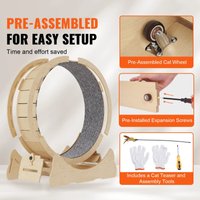 Sensova Houten Kattenmeubel - Loopbandwiel Kat - Kattenspeelgoed Intelligentie - Huisdieren Kat Speelgoed Met Afneembaar Tapijt en Kattenteaser Voor Binnen