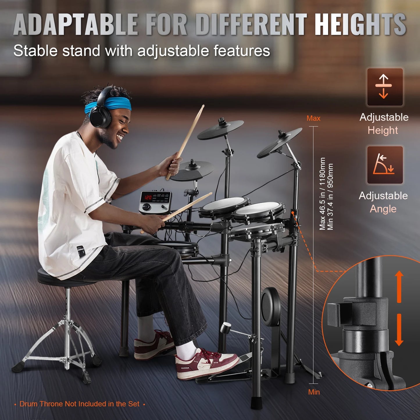 Sensova - Elektrisch Drumstel - 32 Drumkits en 480 Geluiden -  Professioneel Stil Mesh Pads 8/10 Inch - USB MIDI Ondersteuning