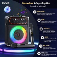 Premium Karaoke Set – 2 draadloze microfoons – 500W - LichtFX & opnamefunctie – Perfect voor feestjes, buitenactiviteiten & thuis karaoke