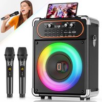 Premium Karaoke Set – 2 draadloze microfoons – 500W - LichtFX & opnamefunctie – Perfect voor feestjes, buitenactiviteiten & thuis karaoke