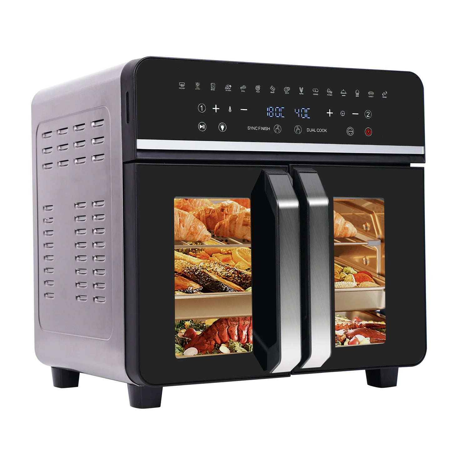 Sensova XXL Airfryer 23L - Heteluchtfriteuse 2200W - Dubbele Zone met 15 Automatische Programma’s en LED Touchscreen