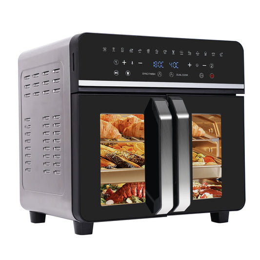 Sensova XXL Airfryer 23L - Heteluchtfriteuse 2200W - Dubbele Zone met 15 Automatische Programma’s en LED Touchscreen