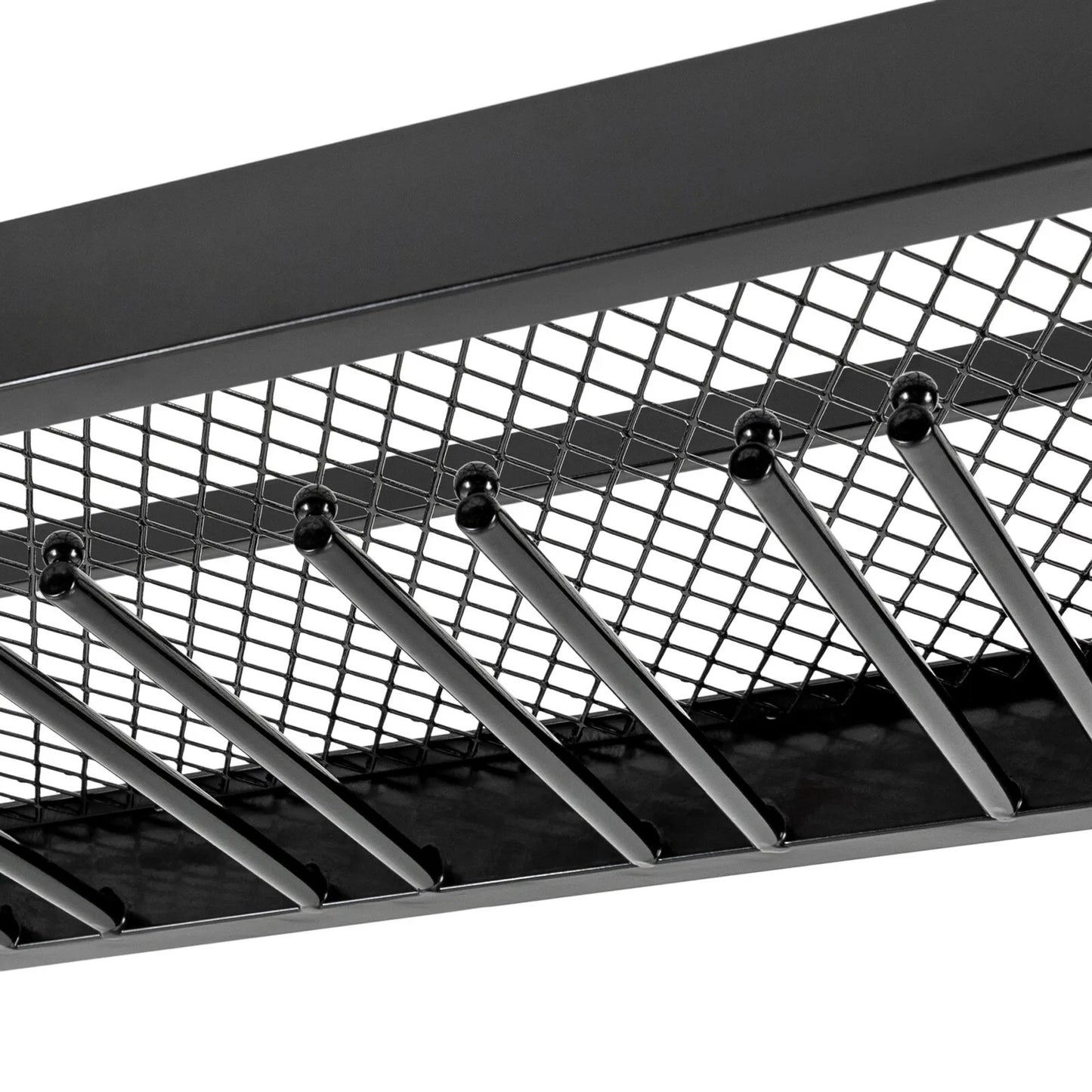Sensova - Hangend Wijnrek Industrieel Zwart met Glashouder - Plafondmontage 100x35x35-55 cm